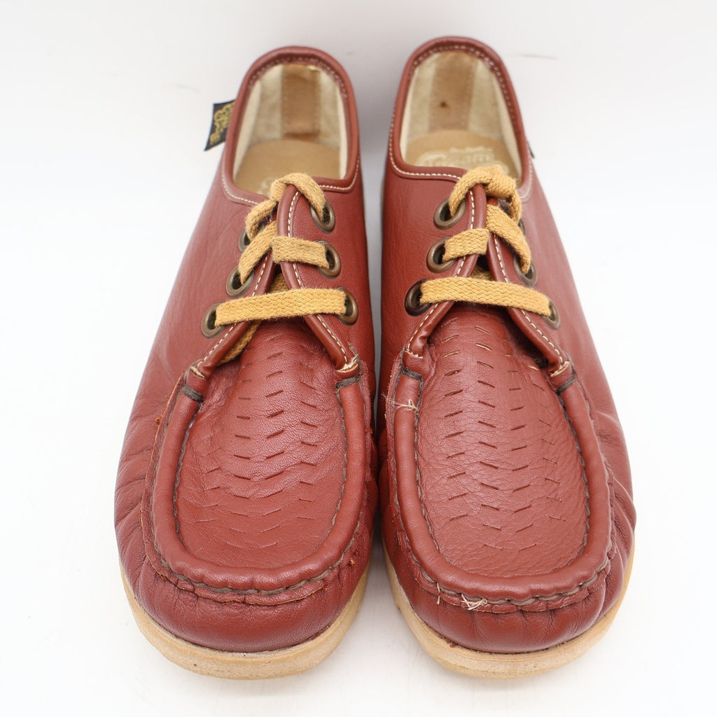 Vintage Soft Spots Cream Puffs Brown Leather Platform Moccasins Women's 5.5M USA Deadstock