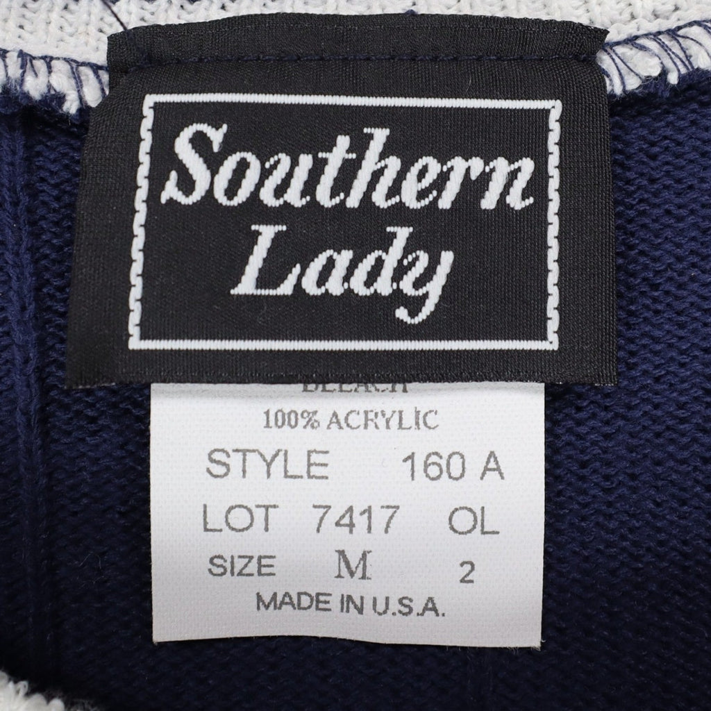Southern Lady Short Sleeve Sweater Womens M Vintage Navy Blue Ribbed Knit NWT