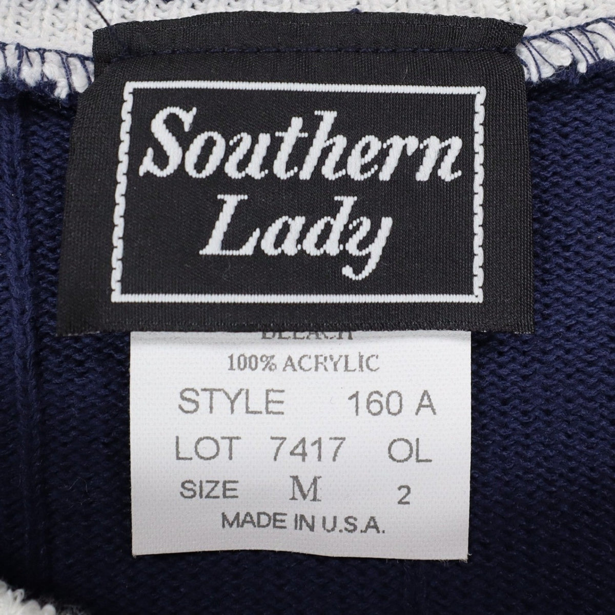 Southern Lady Short Sleeve Sweater Womens M Vintage Navy Blue Ribbed Knit NWT