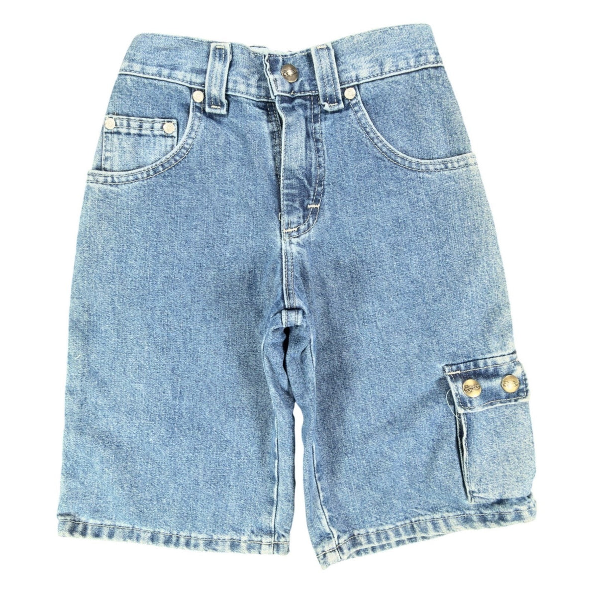 Lee Pipes 90s Vintage Denim Cargo Shorts Boys 7X Retro Stone Blue NWT New
