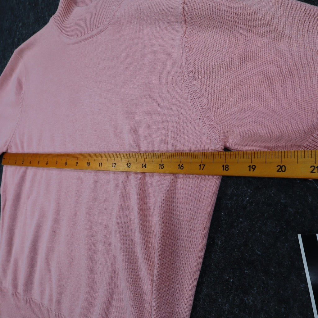 Nikki Petite Short Sleeve Mock Neck Sweater Small Pink Cotton Blend NWT C1004