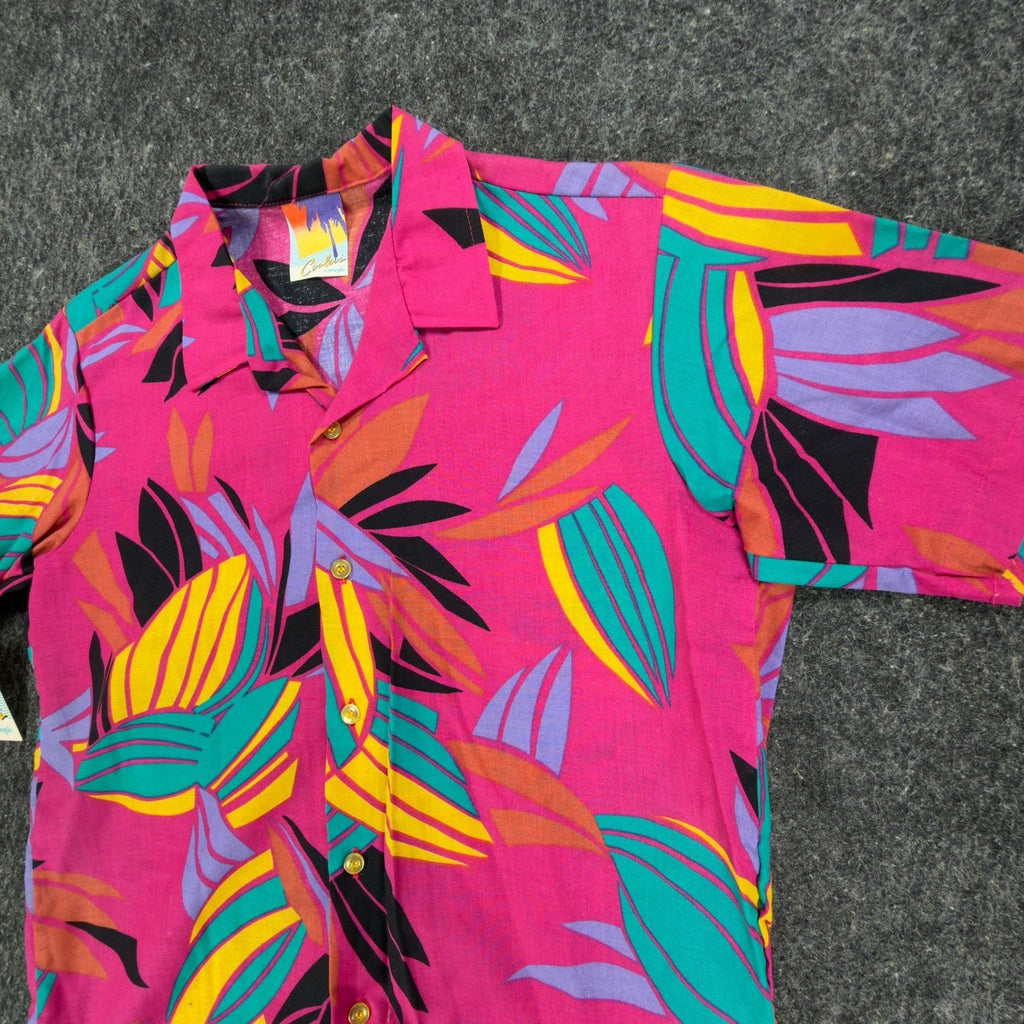 Wrangler Vintage 90s Hawaiian Shirt Mens Large Pink Cotton NWT Deadstock USA - take2supply