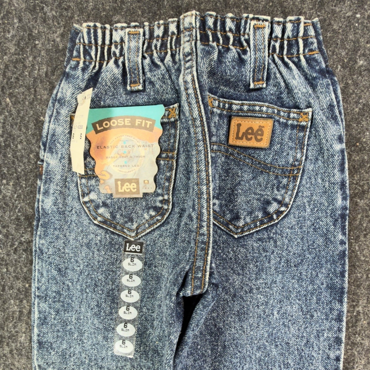 Vintage 90s Lee Boys Size 6 Slim Loose Fit Acid Wash Denim Jeans NWT USA