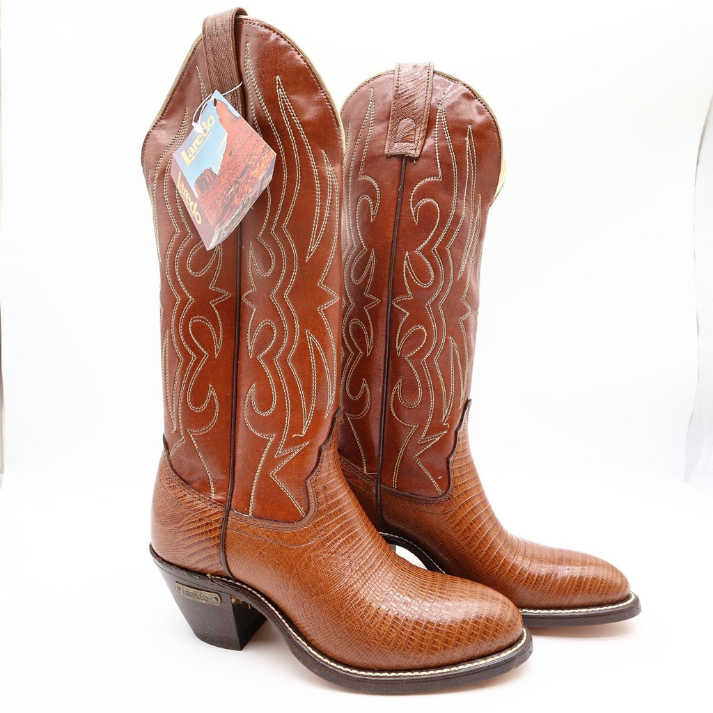 Vintage Laredo Lizard Embossed Leather Western Boots Women 5.5 B Box NWT