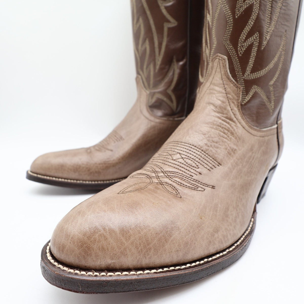 Wrangler Vintage Trophy Series Cowboy Boots Mens 10.5 D Taupe Leather NIB USA