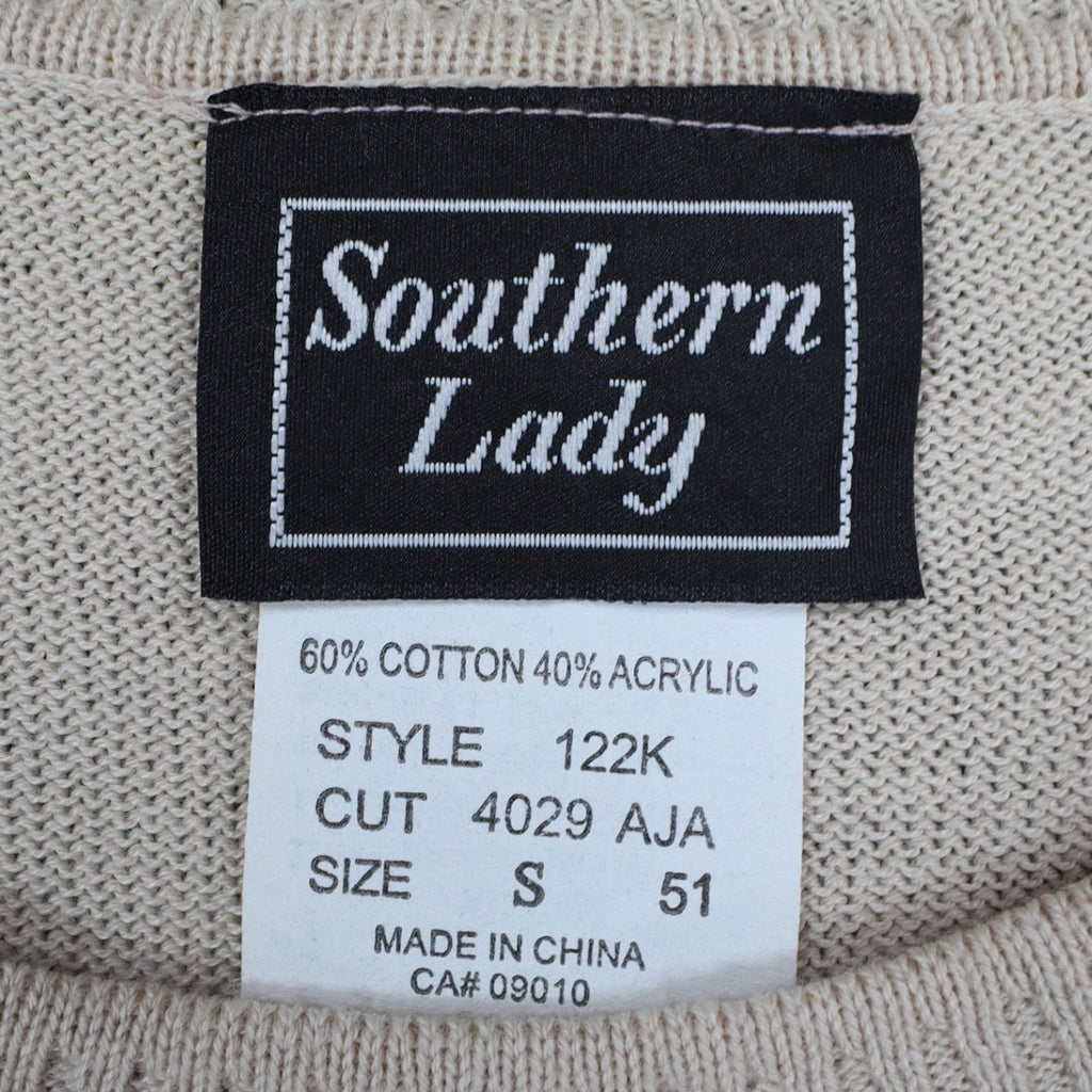 Southern Lady Sweater Womens Small NWT Y2K Buff Beige Embroidered Knit Top 122K