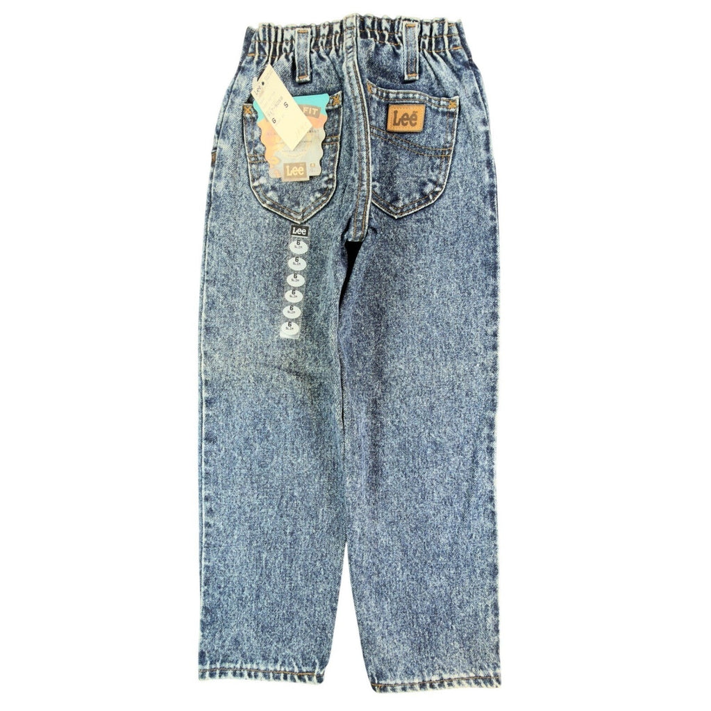 Vintage 90s Lee Boys Size 6 Slim Loose Fit Acid Wash Denim Jeans NWT USA