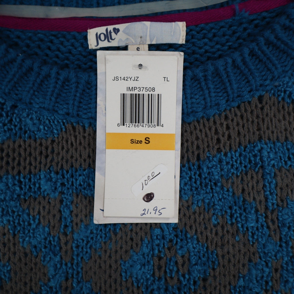 Jolt Sweater Womens Small Blue Gray Geometric Aztec Stripe Knit JS142YJZ NWT