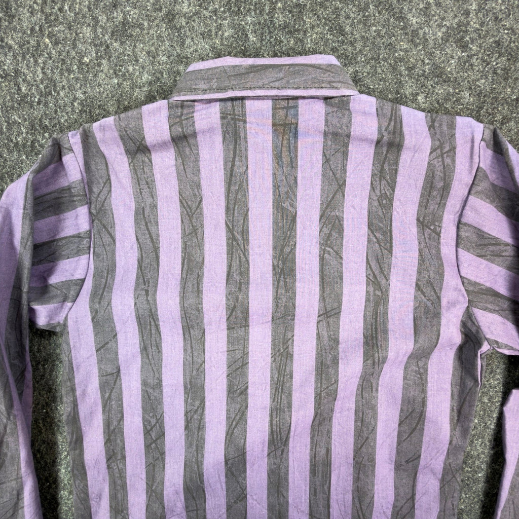 Sands Point Vintage 80s Shirt Boys 14 Purple Grey Striped USA