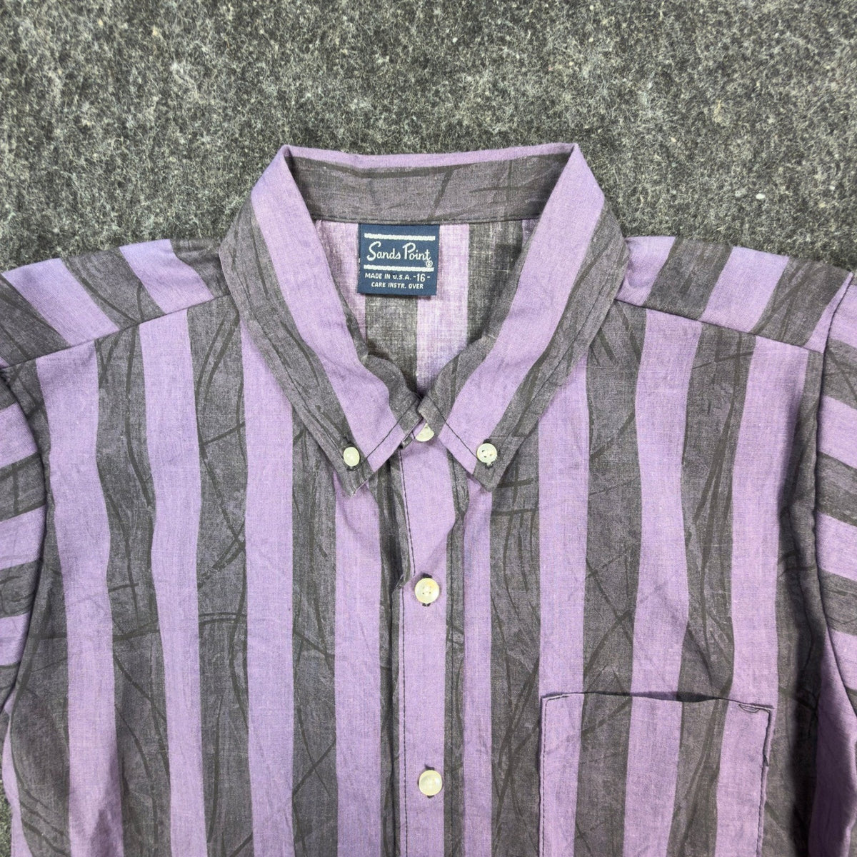 Sands Point Vintage 80s Shirt Boys 16 Purple Grey Striped USA