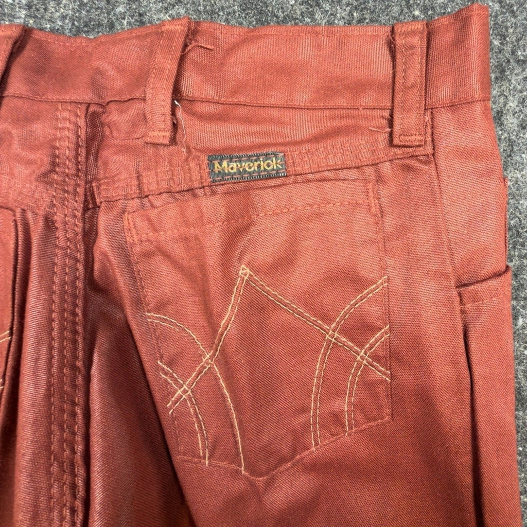 Maverick 70s Vintage Flare Pants Juniors 7 Rust Red Polyester Deadstock NWT