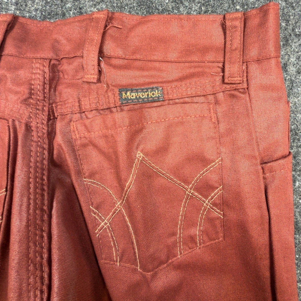 Maverick 70s Vintage Flare Pants Juniors 7 Rust Red Polyester Deadstock NWT