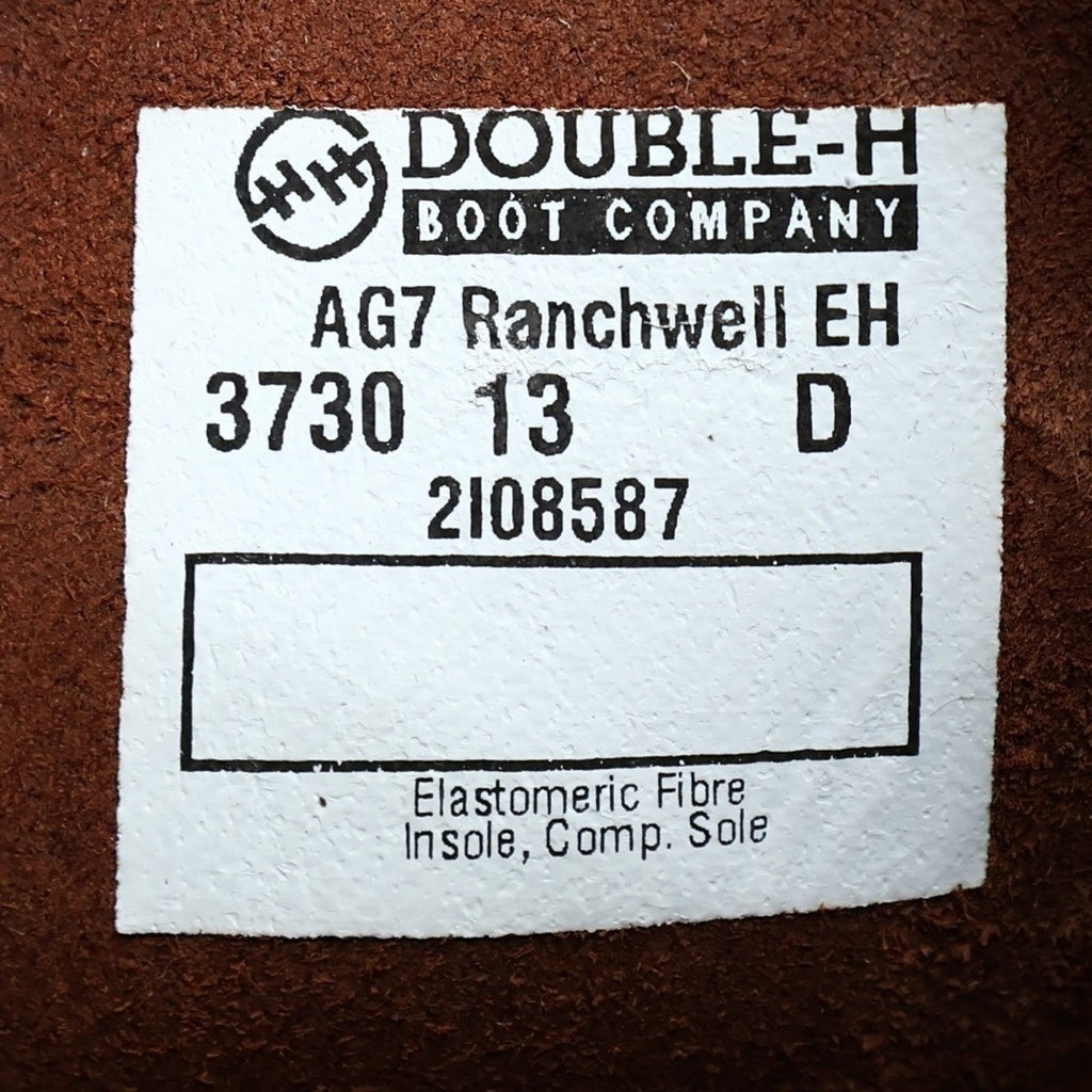 Double-H AG7 Ranchwell EH 3730 Boots Mens 13 D Brown Leather NWT Made in USA