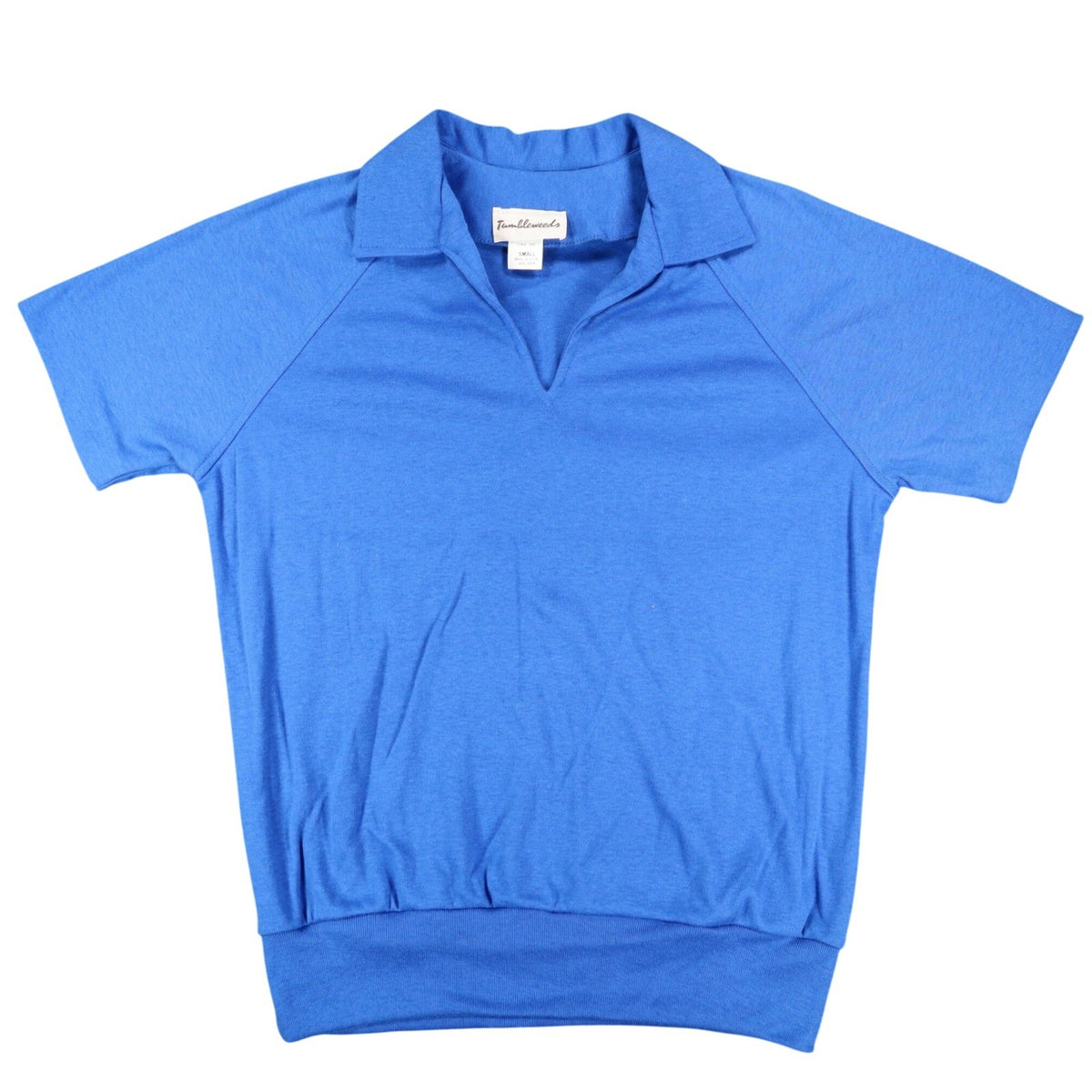 Vintage 1980s Tumbleweeds Blue Raglan Polo Shirt Women’s Small USA Deadstock