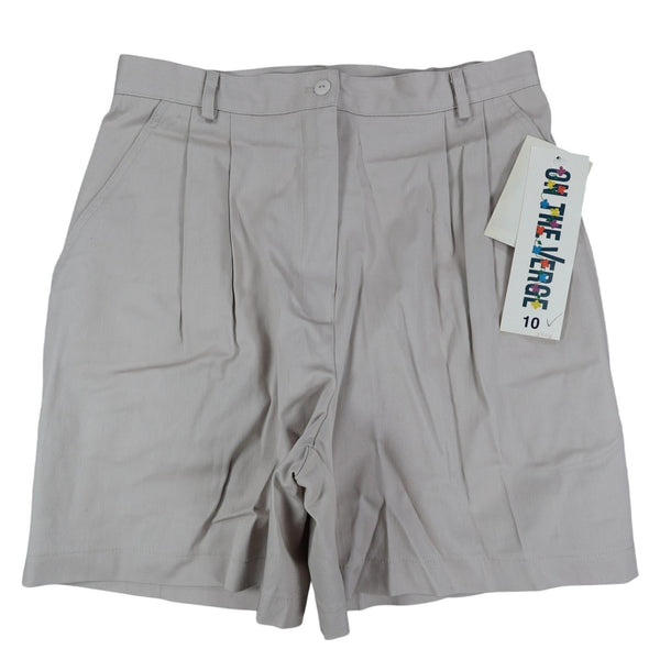 On The Verge Vintage 90s Beige Pleated Cotton Shorts New With Tags Womens 10