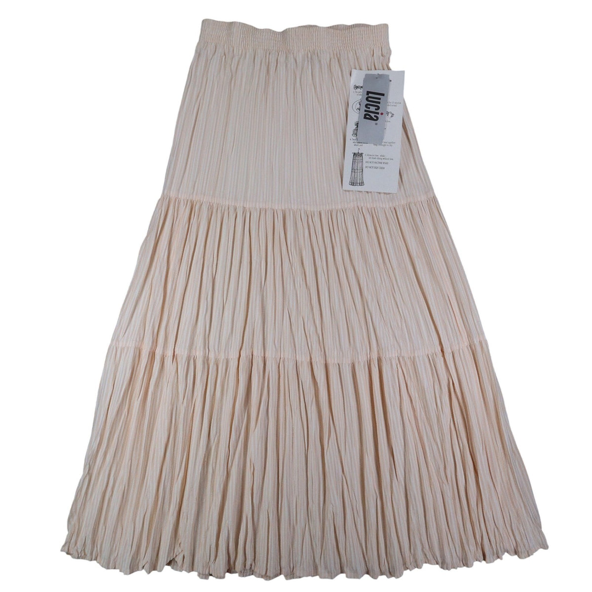 Lucia Vintage 90s Peach Cream Tiered Broomstick Maxi Skirt New With Tags Size S