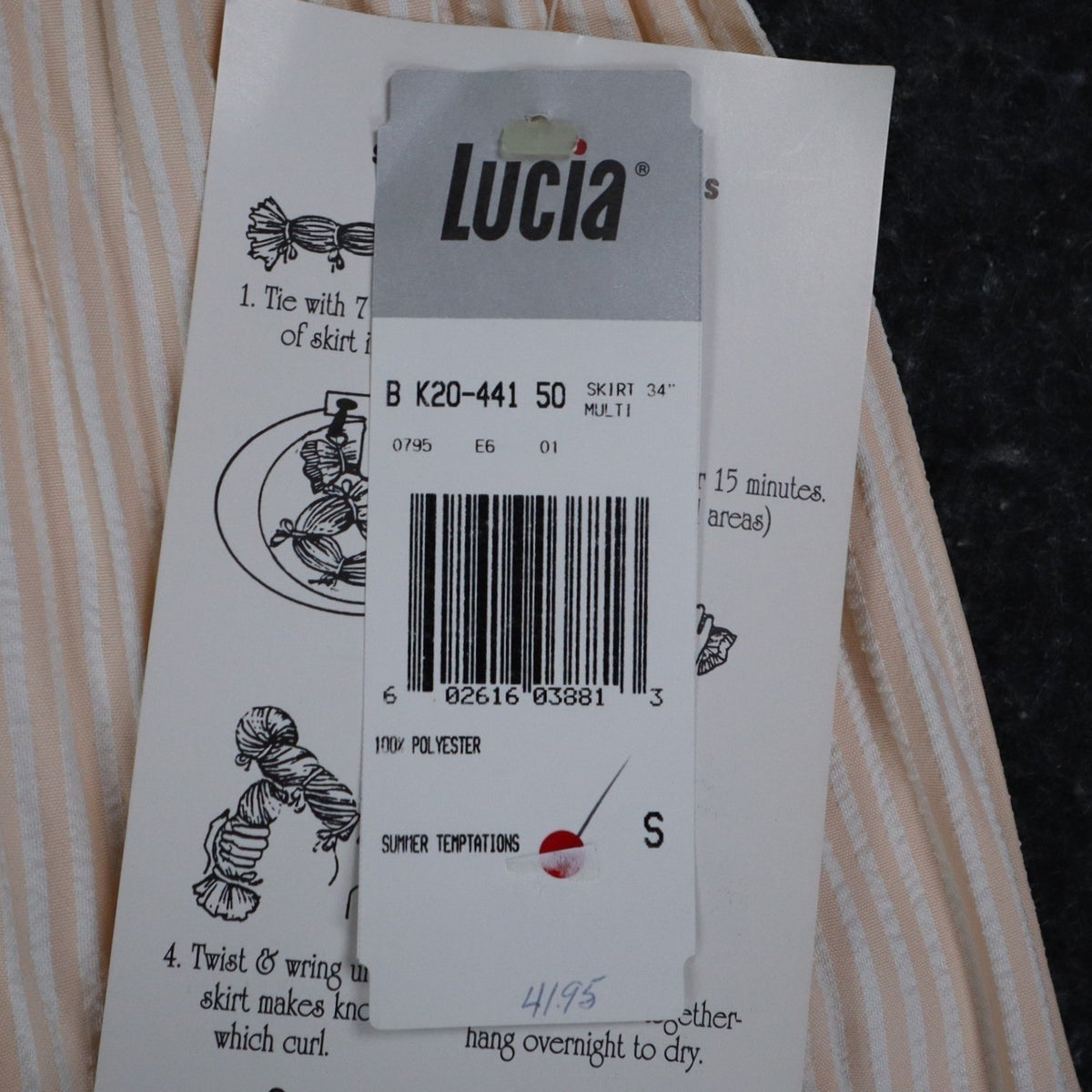 Lucia Vintage 90s Peach Cream Tiered Broomstick Maxi Skirt New With Tags Size S