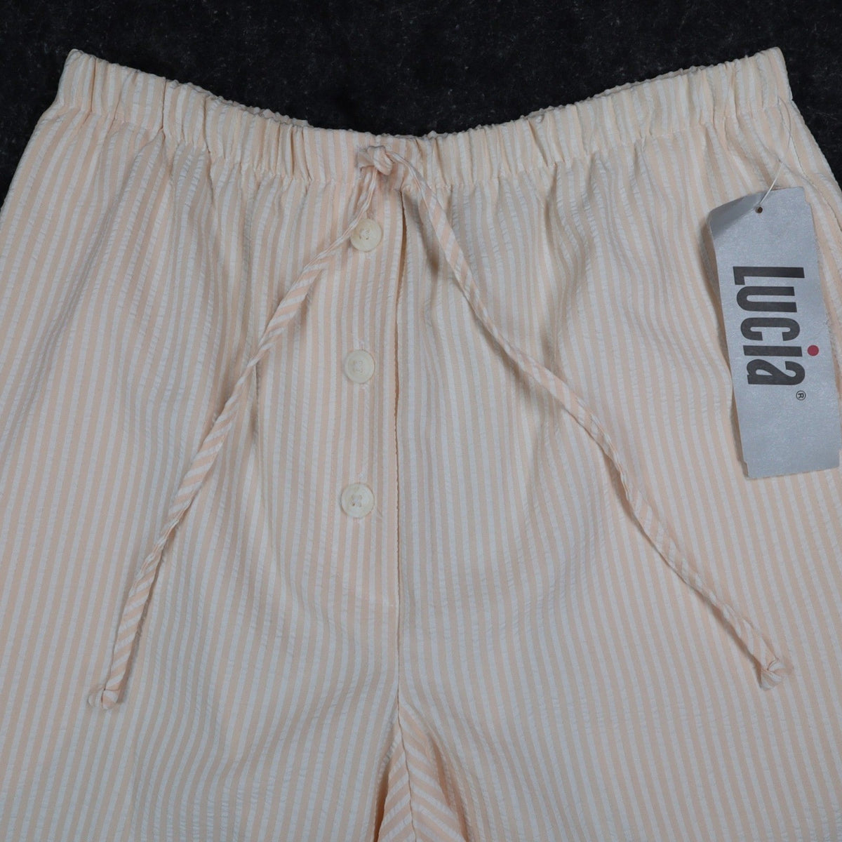 Lucia Vintage 90s Peach Striped Seersucker Shorts New With Tags Size Small