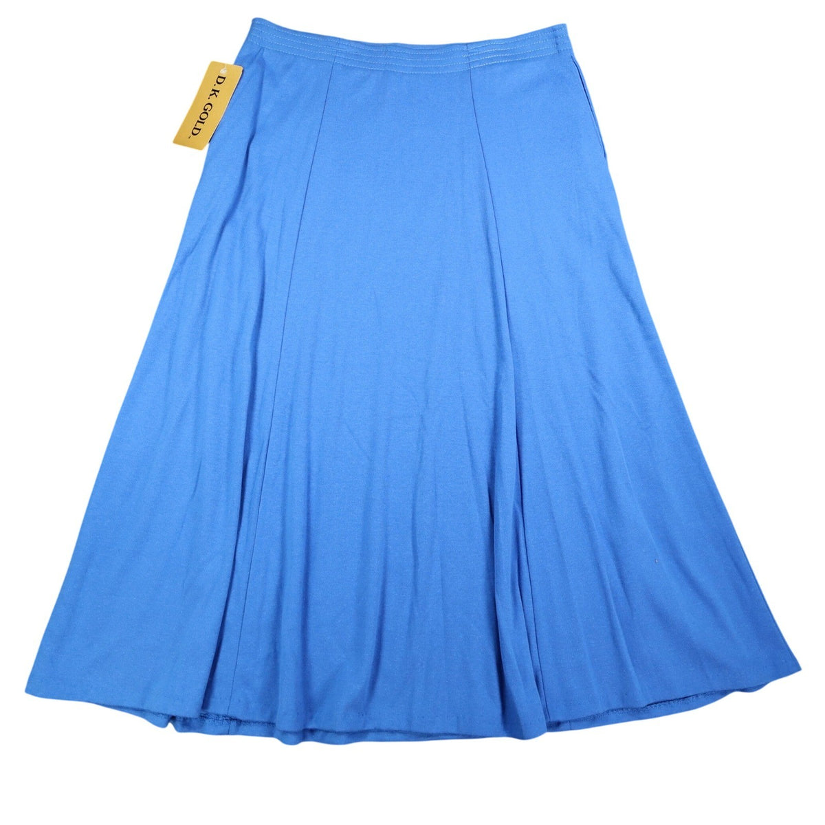 D.K. Gold Vintage 1990s Blue Jersey Knit Midi Skirt New With Tags Size Small