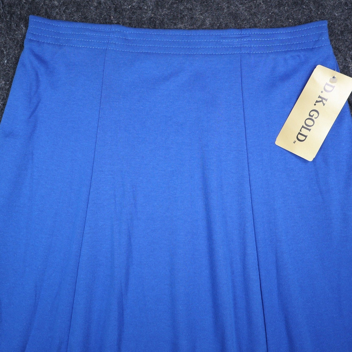 D.K. Gold Vintage 1990s Blue Jersey Knit Midi Skirt New With Tags Size Small