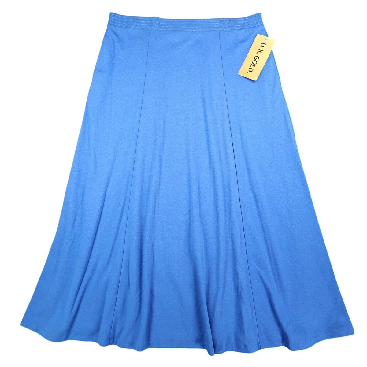 D.K. Gold Vintage 1990s Blue Jersey Knit Midi Skirt New With Tags Size Small