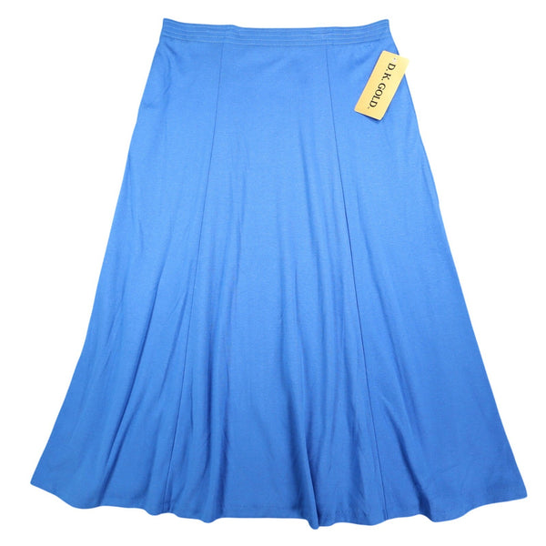D.K. Gold Vintage 1990s Blue Jersey Knit Midi Skirt New With Tags Size Small