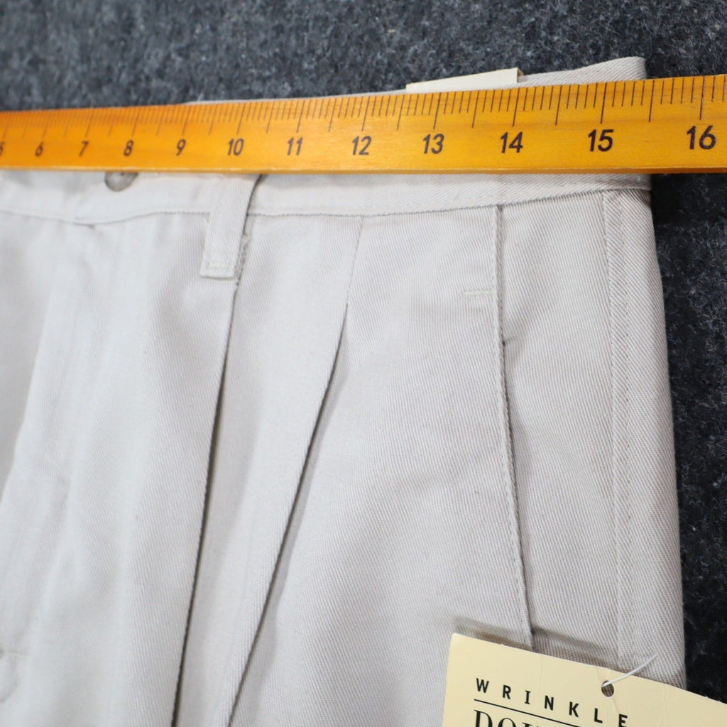 Lee Casuals Womens Vintage 90s Khaki Double Pleat Wrinkle Free Trousers 12 M