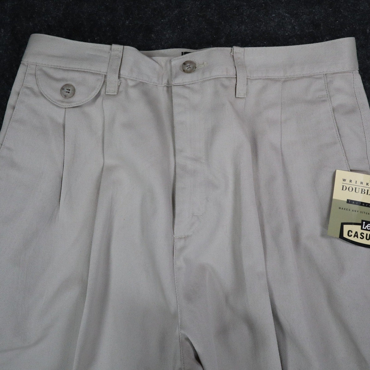 Lee Casuals Womens Vintage 90s Khaki Double Pleat Wrinkle Free Trousers 12 M