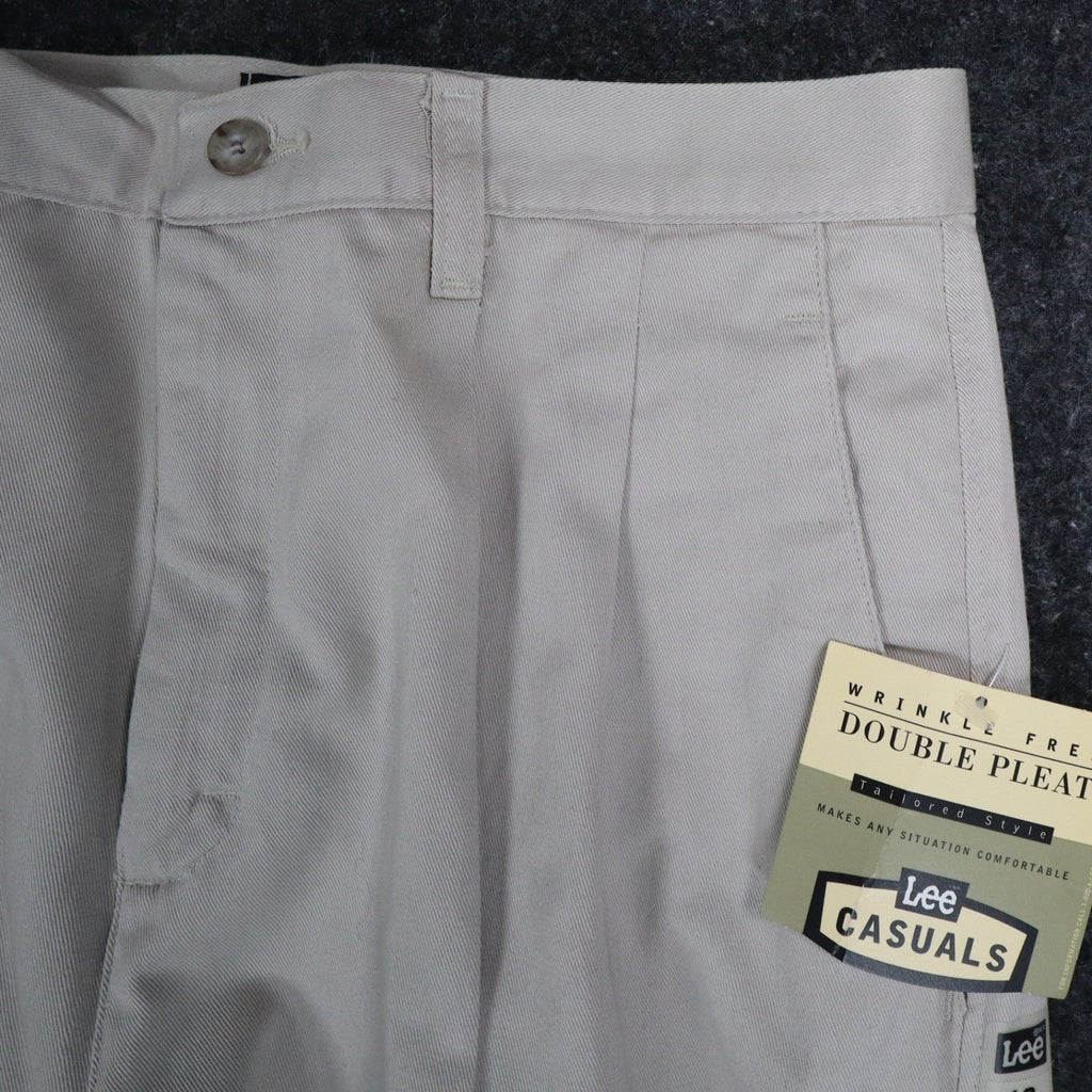 Lee Casuals Womens Vintage 90s Khaki Double Pleat Wrinkle Free Trousers 12 M