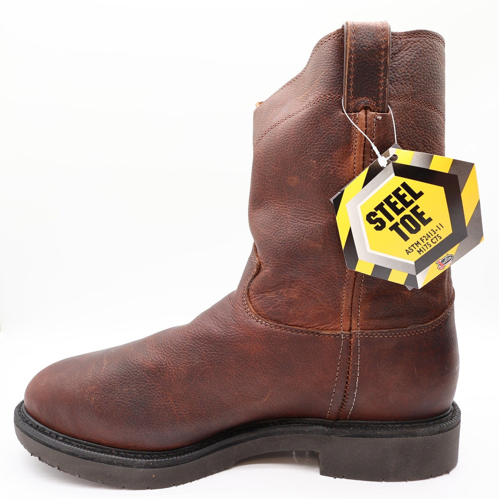 Justin Conductor 4765 Briar Steel Toe Pull-On Work Boots New With Tags Size 13 D