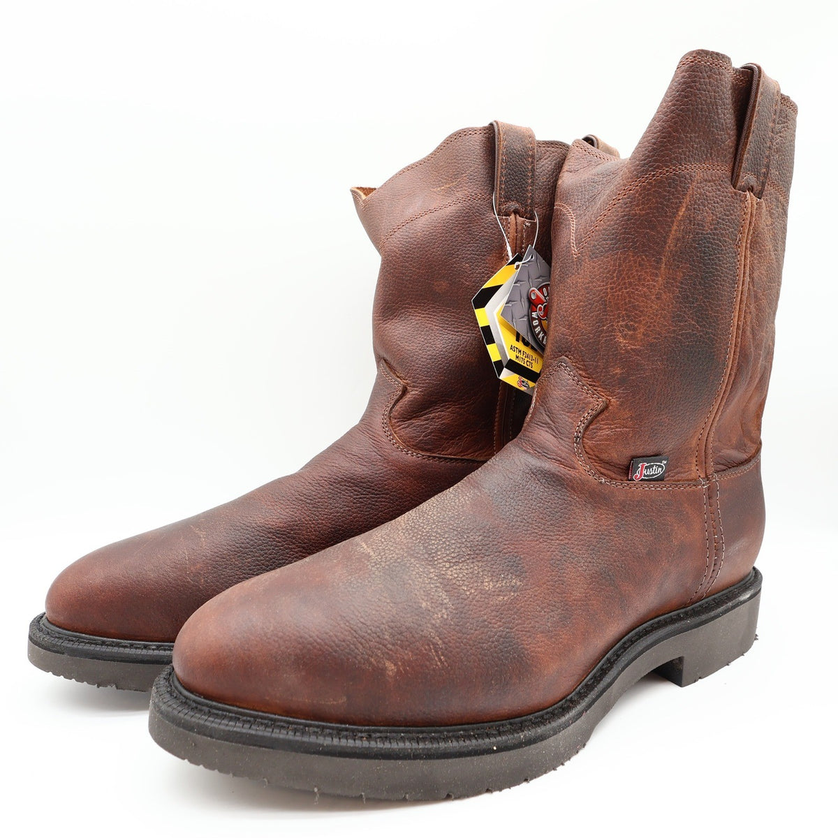 Justin Conductor 4765 Briar Steel Toe Pull-On Work Boots New With Tags Size 13 D