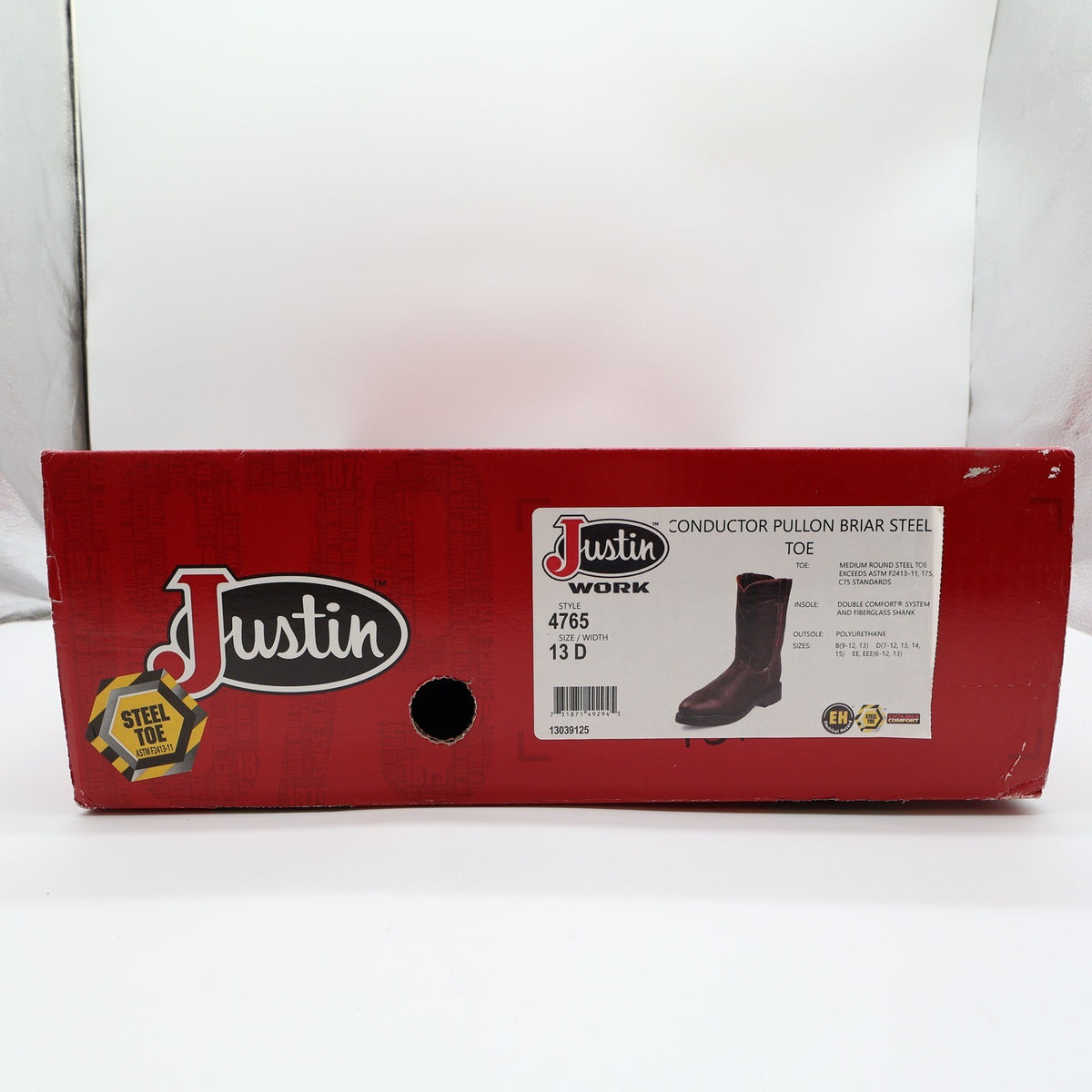 Justin Conductor 4765 Briar Steel Toe Pull-On Work Boots New With Tags Size 13 D