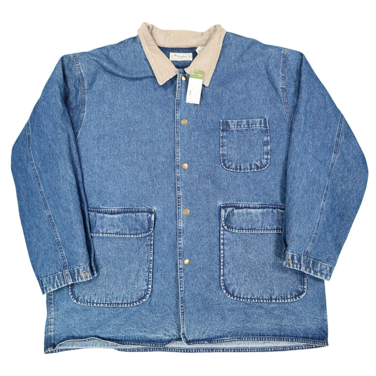 Herringbone Naturals Stone Wash Blue Denim Barn Coat Men’s XXL Corduroy Collar NWT