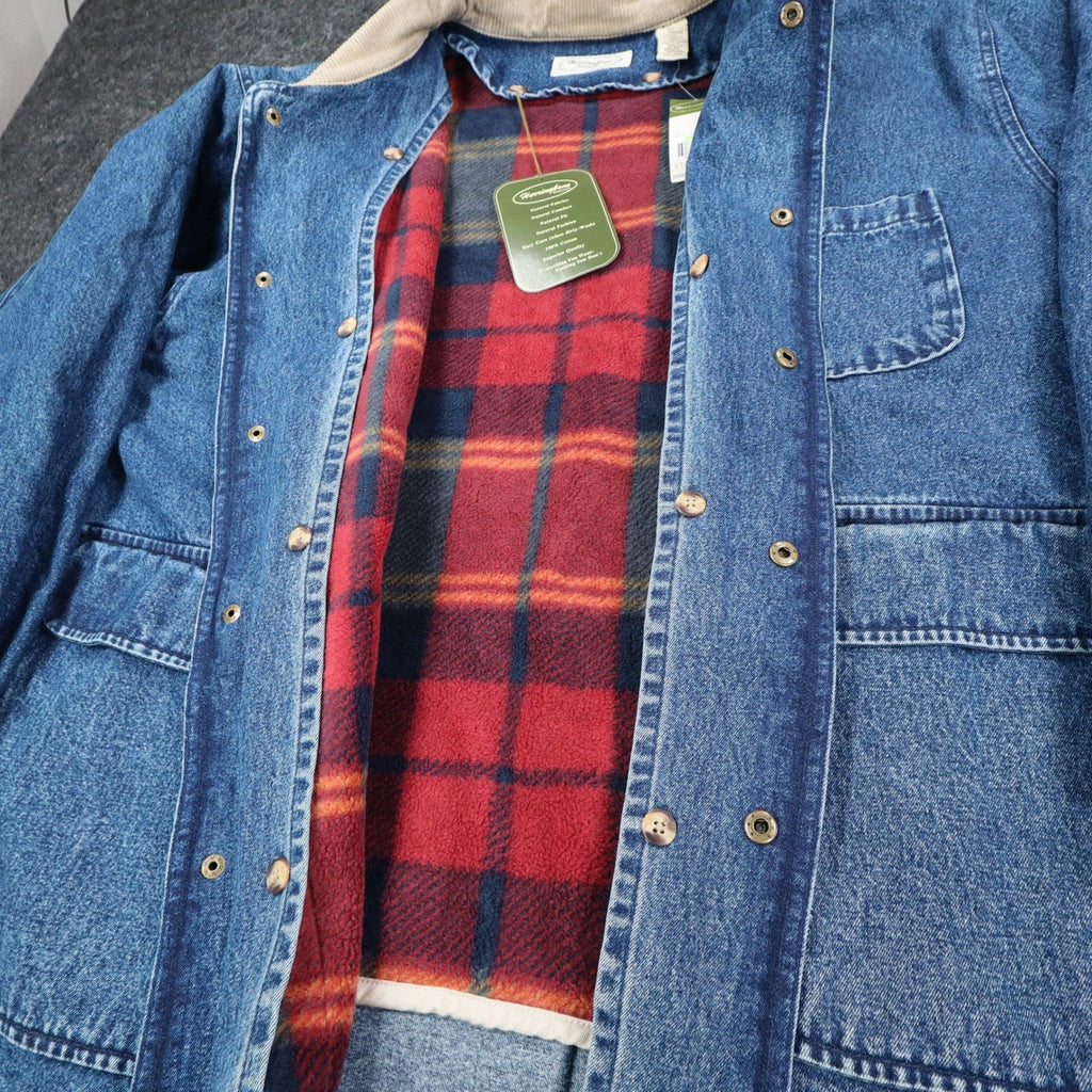Herringbone Naturals Stone Wash Blue Denim Barn Coat Men’s XXL Corduroy Collar NWT