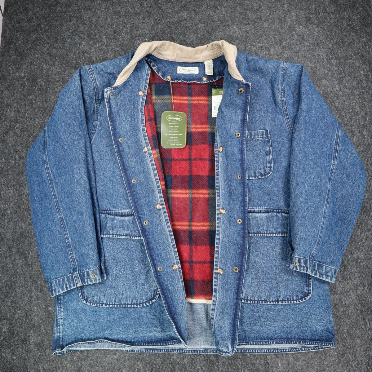 Herringbone Naturals Stone Wash Blue Denim Barn Coat Men’s XXL Corduroy Collar NWT