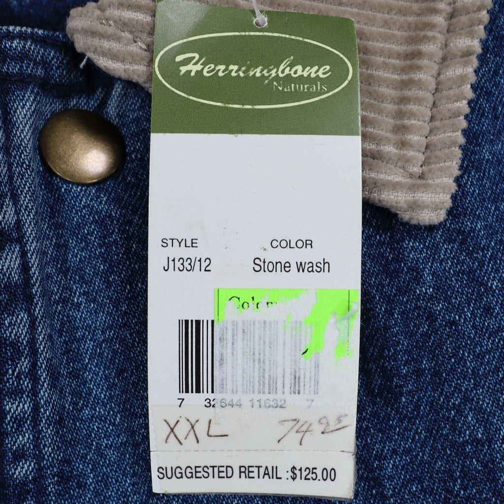 Herringbone Naturals Stone Wash Blue Denim Barn Coat Men’s XXL Corduroy Collar NWT