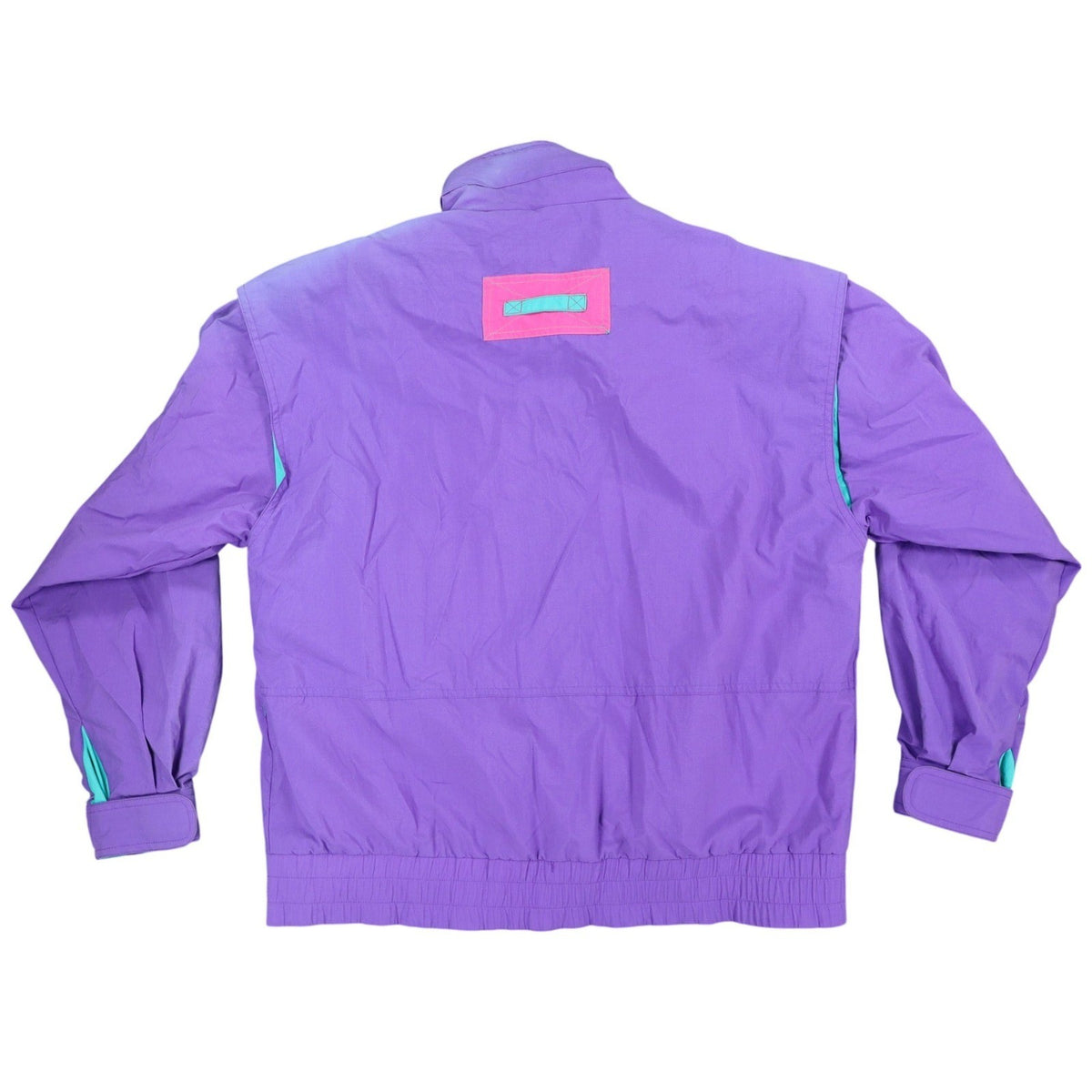Vintage 1990s Learsi Purple Pink Teal Colorblock Nylon Windbreaker Jacket Medium Deadstock – photo 2 of 16