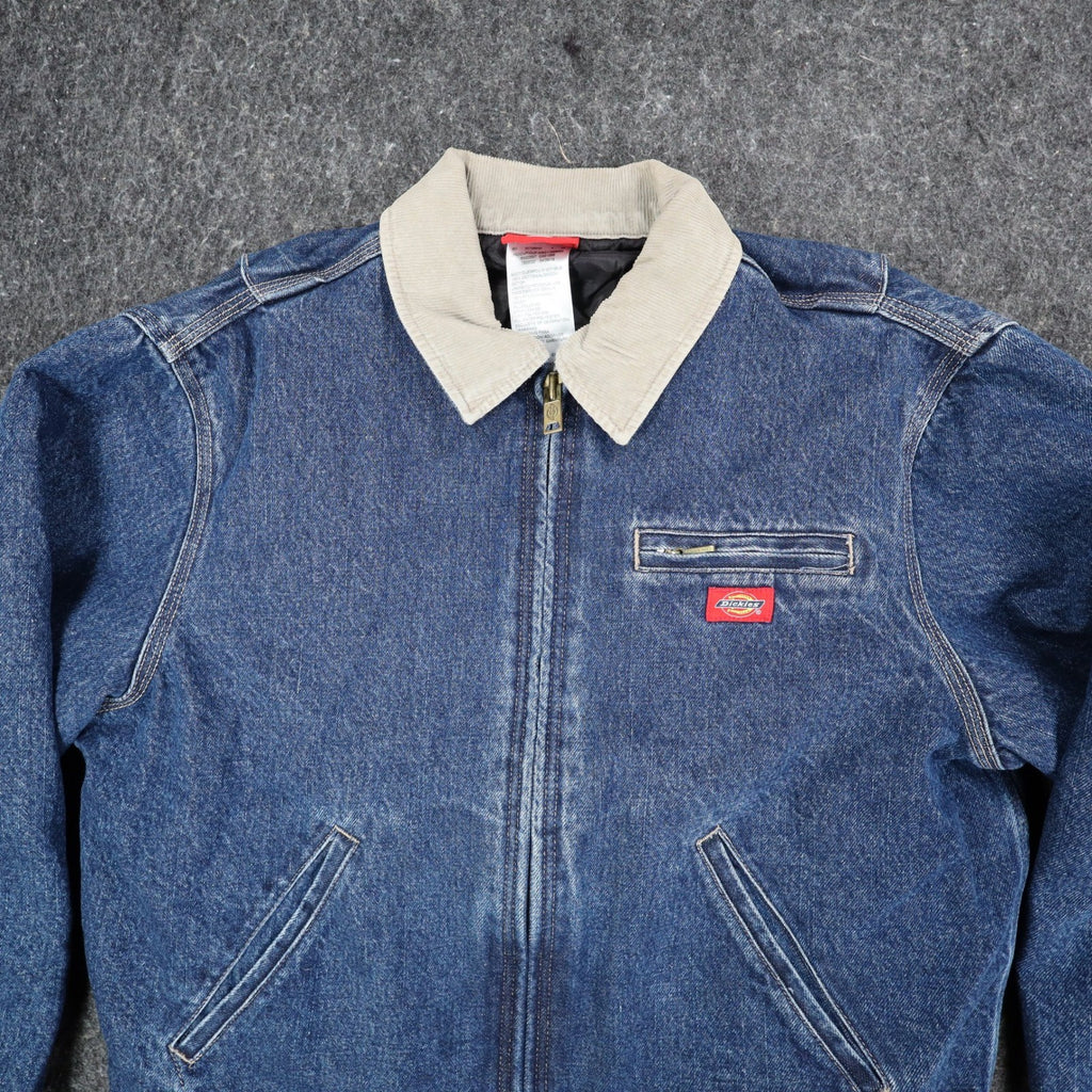 Dickies Blue Quilted Lined Denim Jacket Men’s Large Corduroy Collar NWT W735042