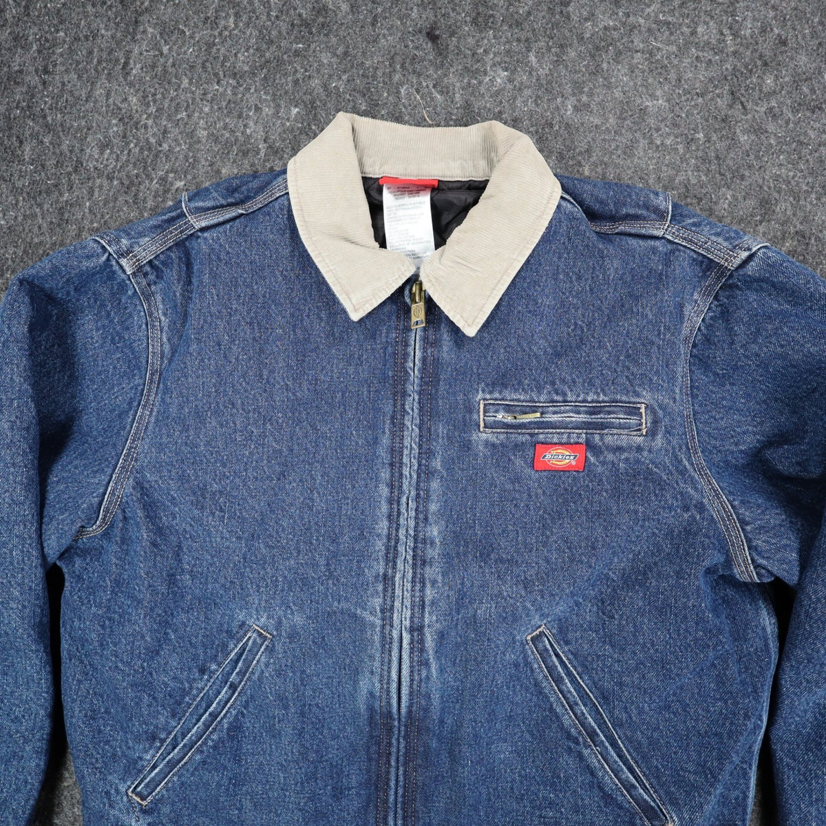 Dickies Blue Quilted Lined Denim Jacket Men’s Large Corduroy Collar NWT W735042