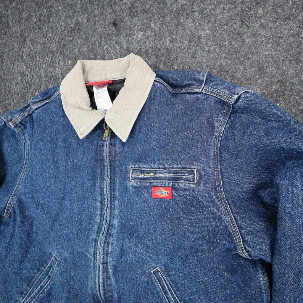 Dickies Blue Quilted Lined Denim Jacket Men’s Large Corduroy Collar NWT W735042