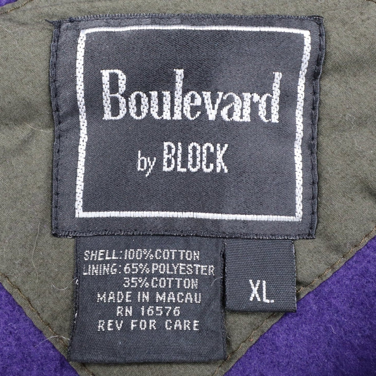 Vintage 1990s Boulevard by BLOCK Olive Green Purple Hooded Cotton Jacket Men’s XL NWT