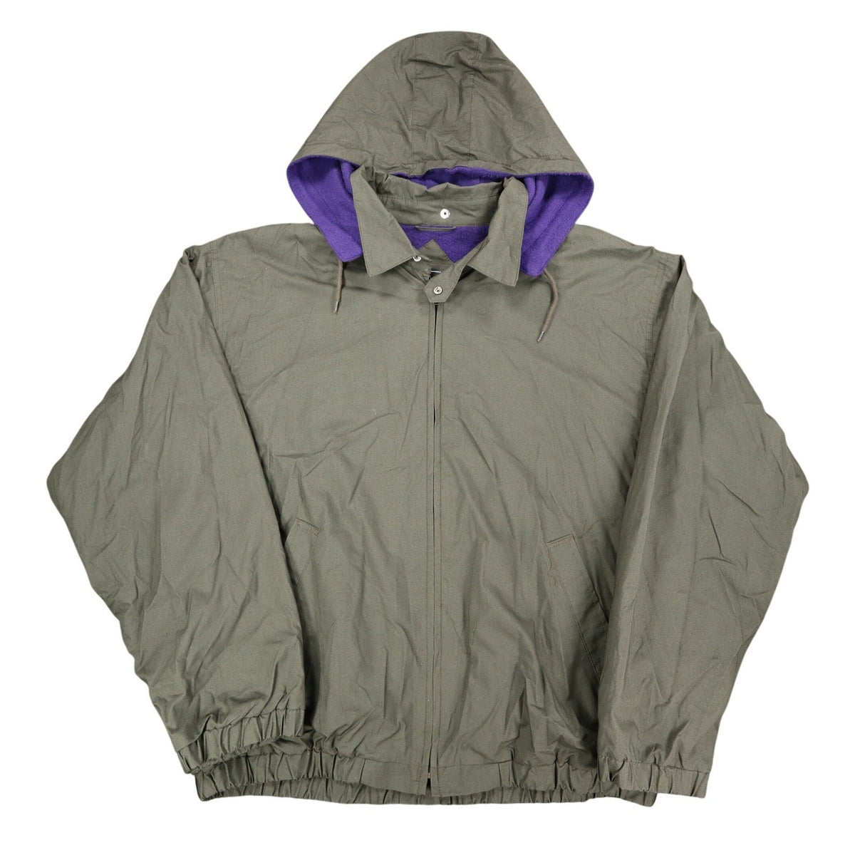 Vintage 1990s Boulevard by BLOCK Olive Green Purple Hooded Cotton Jacket Men’s XL NWT