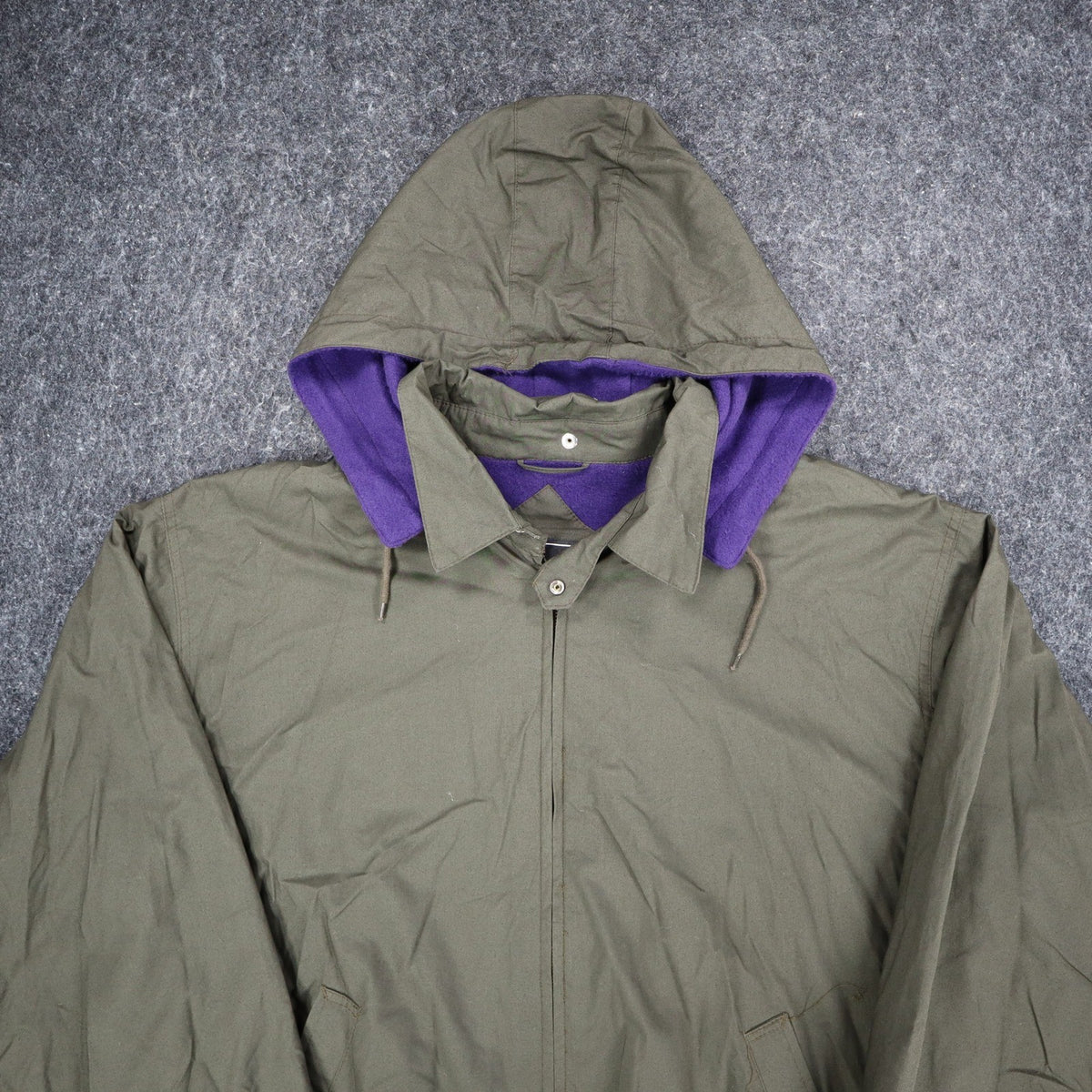 Vintage 1990s Boulevard by BLOCK Olive Green Purple Hooded Cotton Jacket Men’s XL NWT