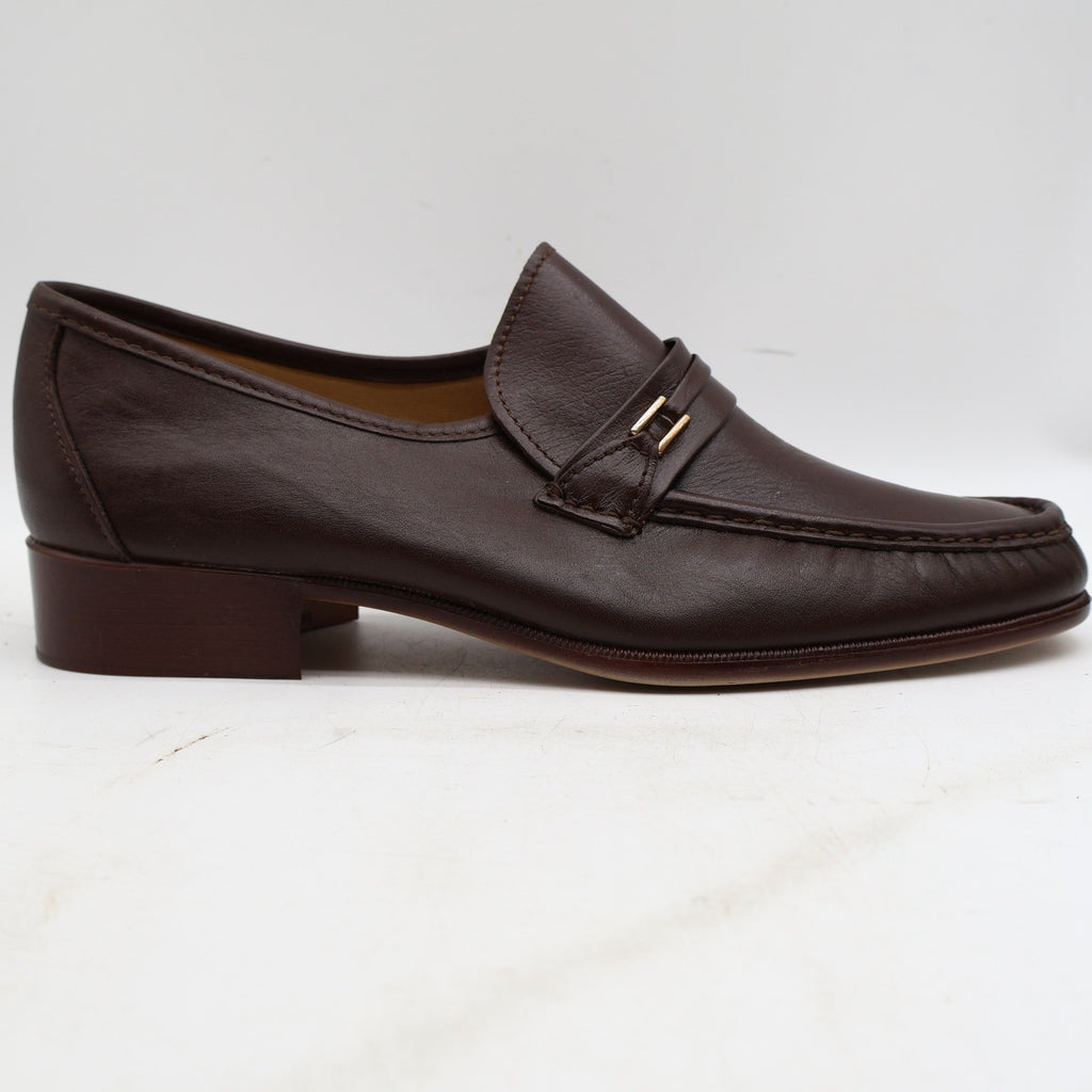 Vintage Jarman Brown Leather Metal Bar Moc Toe Loafers Men’s 10.5M Made in Italy NOS
