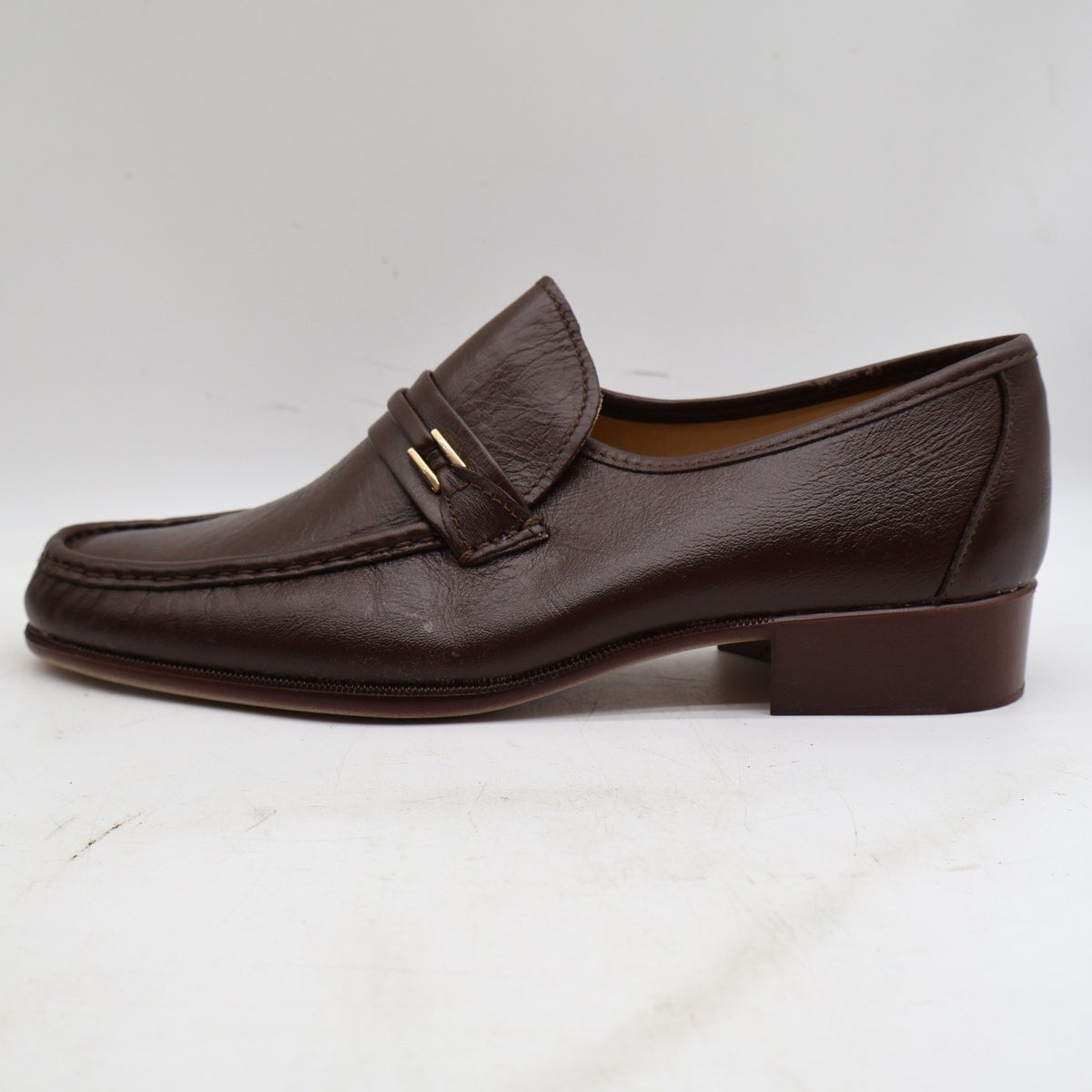 Vintage Jarman Brown Leather Metal Bar Moc Toe Loafers Men’s 10.5M Made in Italy NOS
