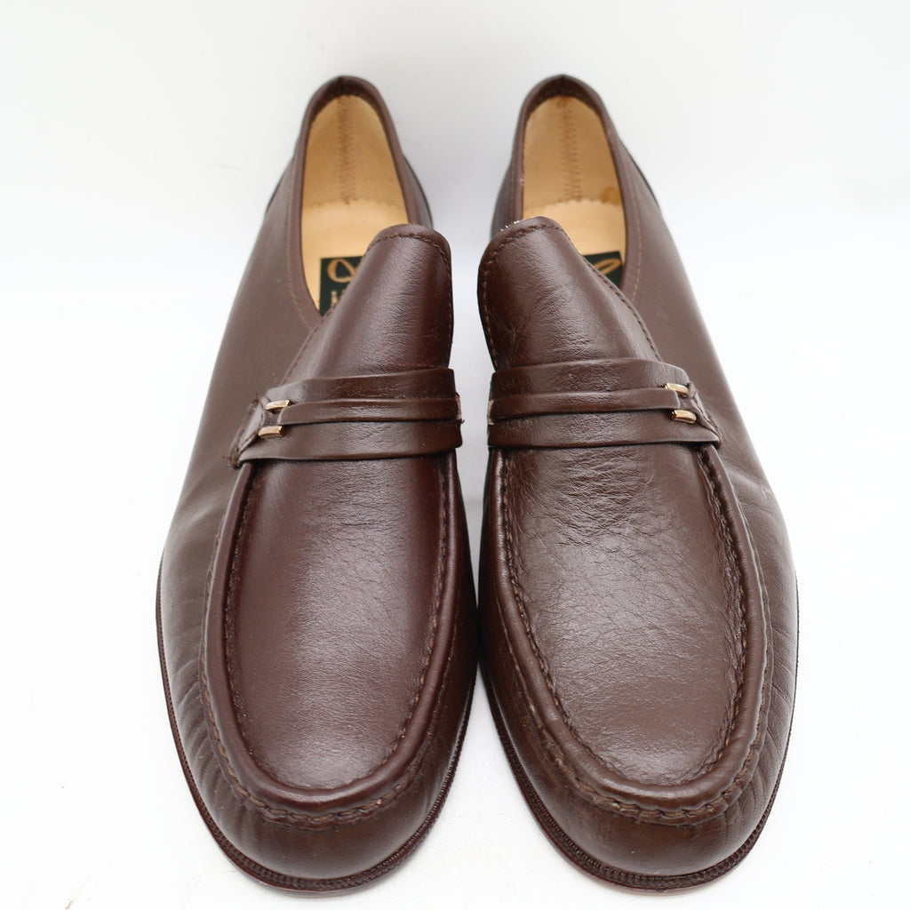 Vintage Jarman Brown Leather Metal Bar Moc Toe Loafers Men’s 10.5M Made in Italy NOS