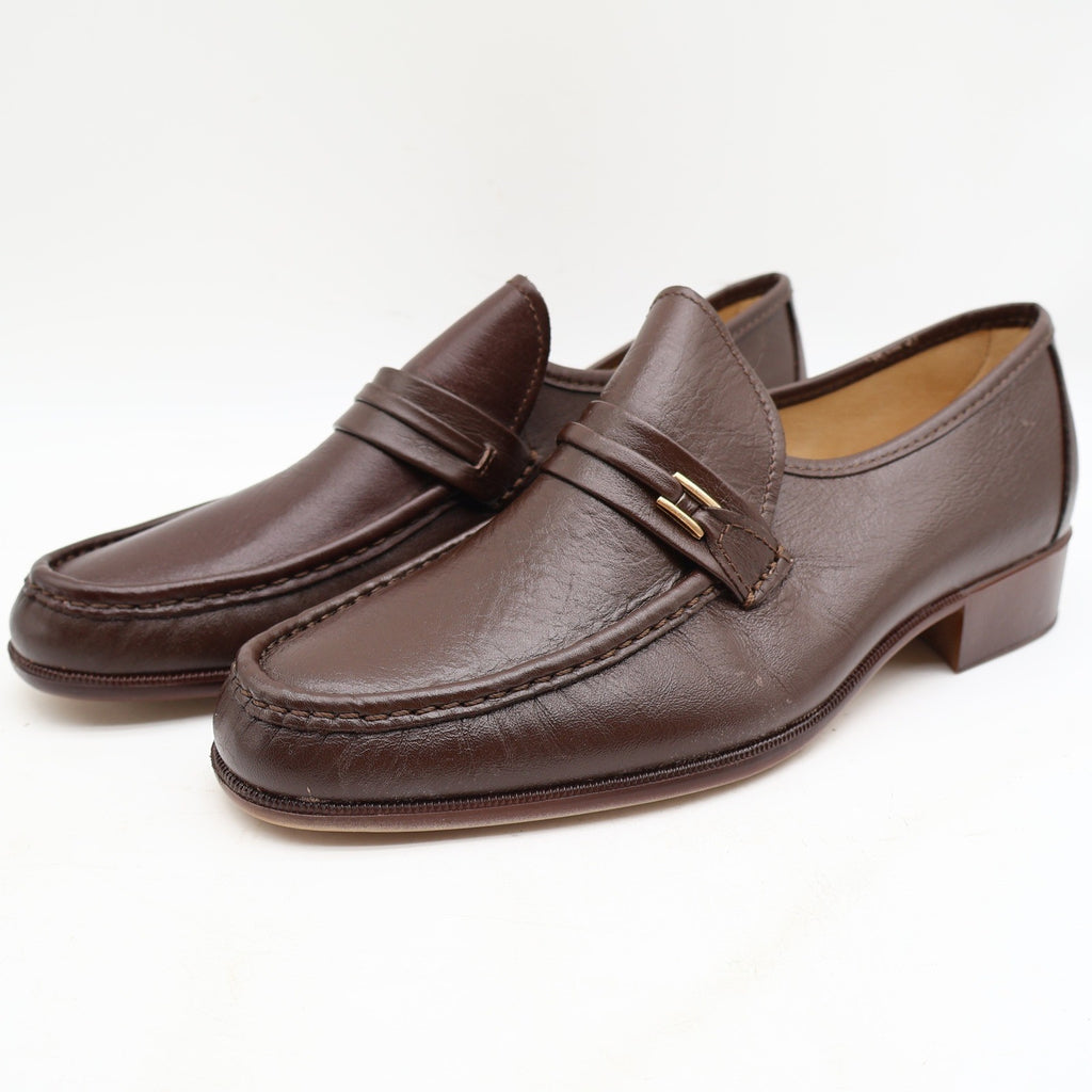 Vintage Jarman Brown Leather Metal Bar Moc Toe Loafers Men’s 10.5M Made in Italy NOS