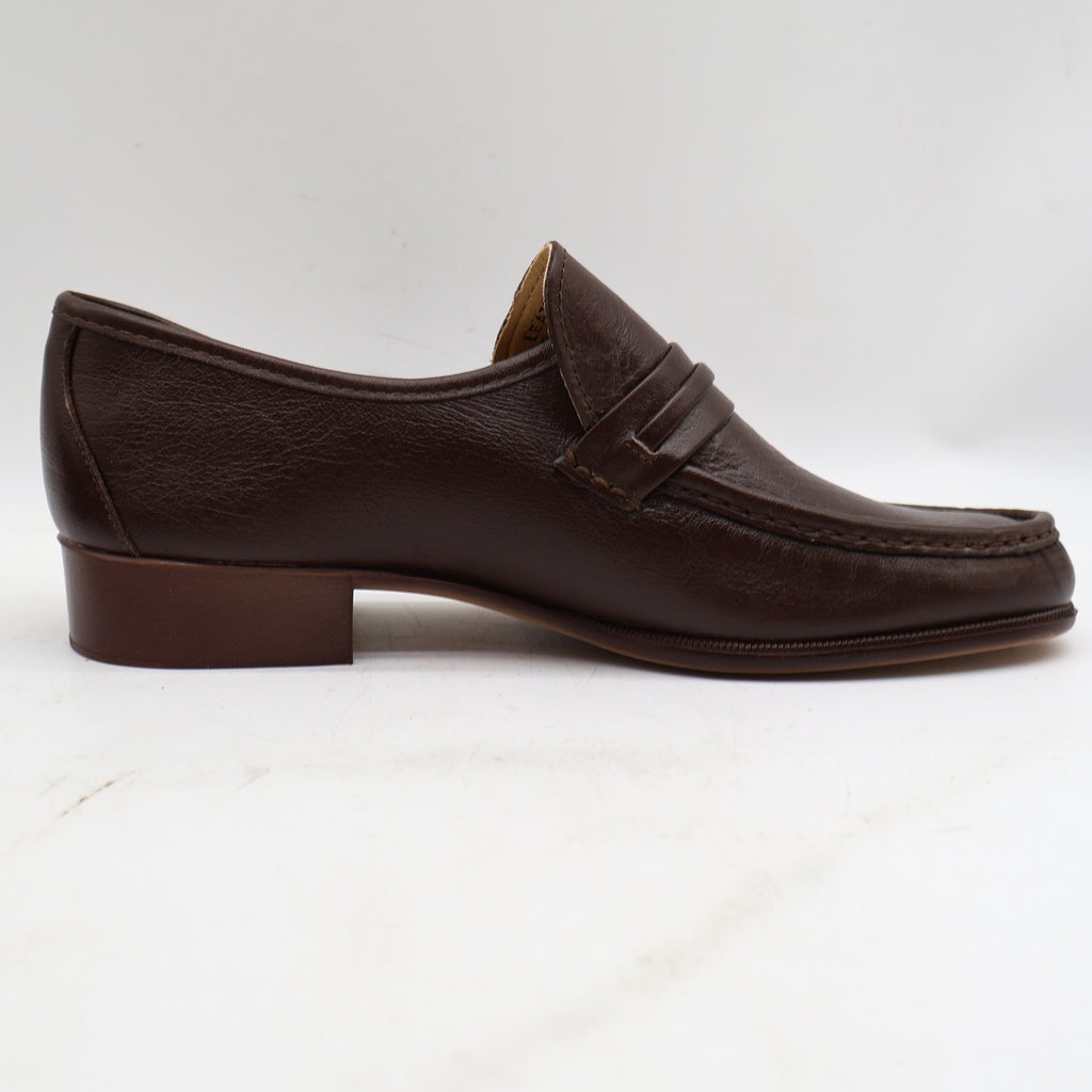 Vintage Jarman Brown Leather Metal Bar Moc Toe Loafers Men’s 10.5M Made in Italy NOS