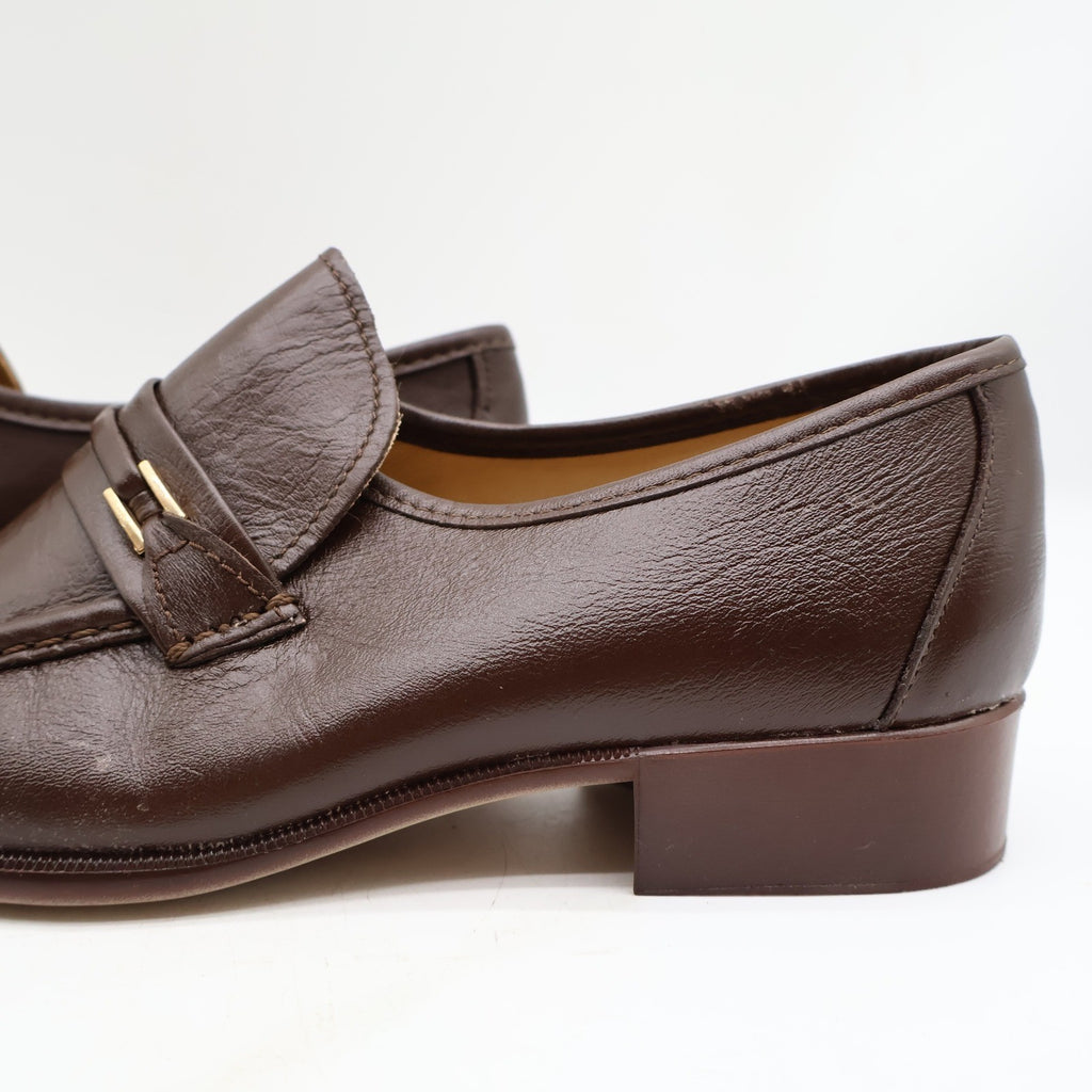Vintage Jarman Brown Leather Metal Bar Moc Toe Loafers Men’s 10.5M Made in Italy NOS