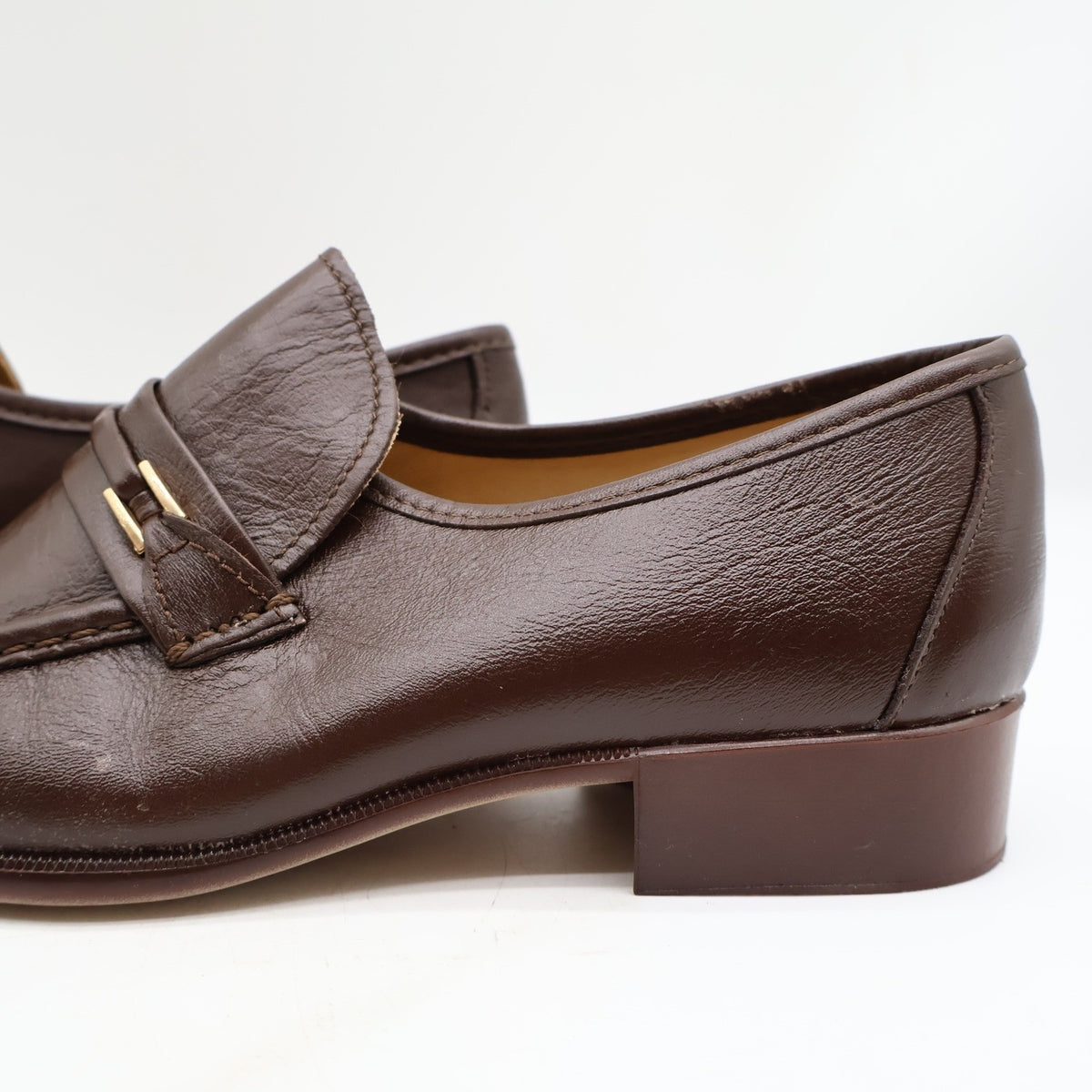 Vintage Jarman Brown Leather Metal Bar Moc Toe Loafers Men’s 10.5M Made in Italy NOS